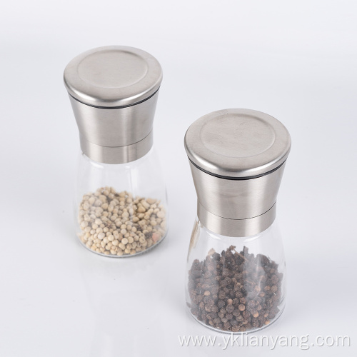 Bottle manual salt and pepper mill grinder set